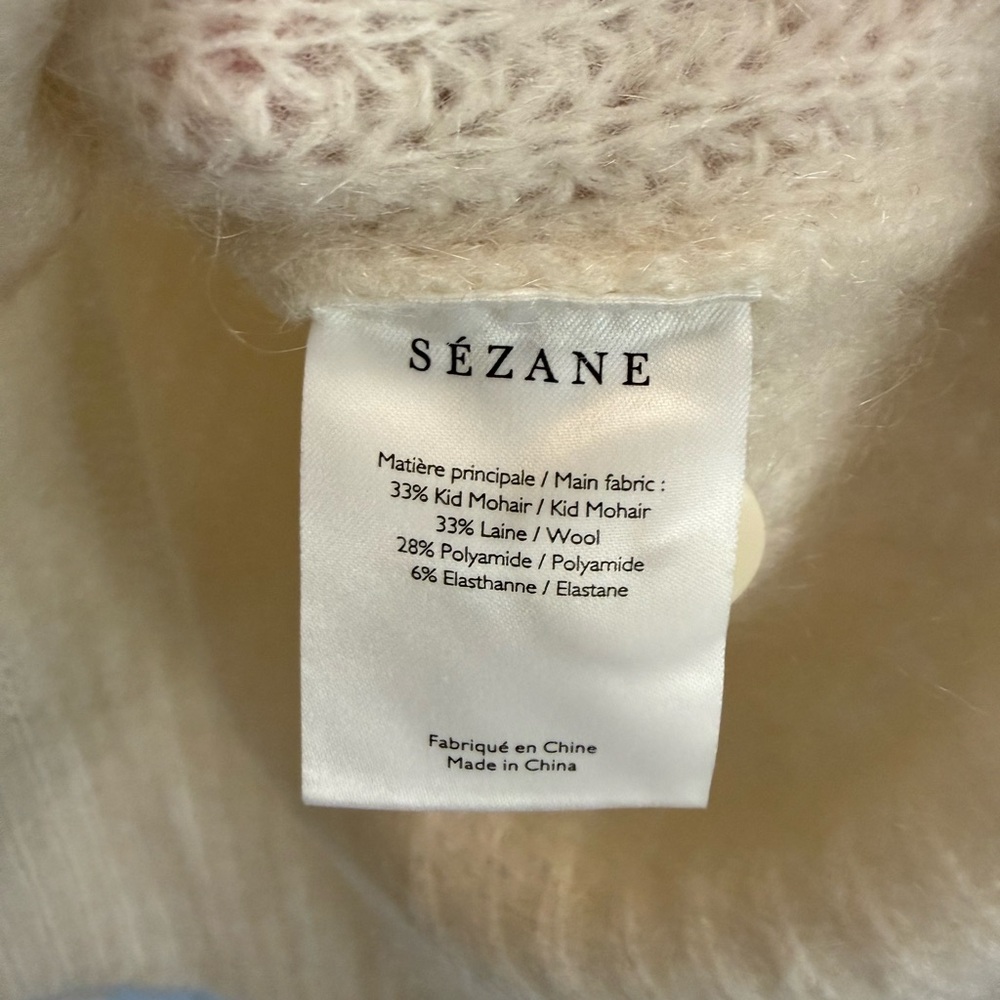 Sezane Micky Jumper Button Cream Sweater Large - Picture 7 of 9